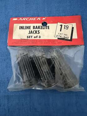 274-340 Archer Radio Shack Inline Bakelite Jacks Set Of 3 Vintage Nos Japan