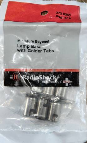 270-0355 Radioshack 270 0355 Mini Bayonet Lamp Base With Solder Tabs Pack Of 6 P/n 2
