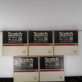 4-3600 Scotch 190-1/4-3600 3m Magnetic Tape 290 Reel To 1 Mil. 7 Inch X 1/4 3600ft Lot Of 5
