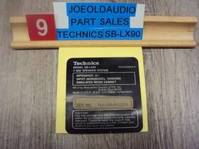 Sb-lx90 Technics Rear Cabinet Badge. Tested. Parting Out Speaker