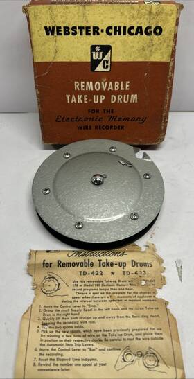 Td-422 Webster-chicago Vintage Removable Take-up Drum Wire Recorder Catalog No