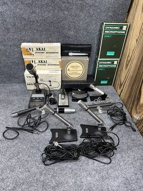 Adm-6 Yaesu Sony Teac Shure Bros Sansui Akai Lot Of Vintage Microphones Lafayette