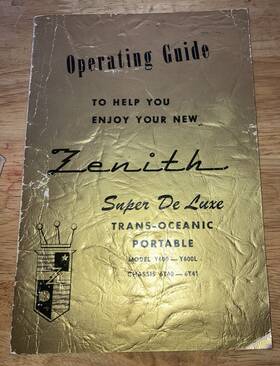 Y600l Zenith Y600 Transoceanic Radio Part - Original Oem Operating Guide