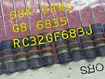 25PCS RC32GF683J Allen-bradley, 68K Ohm 1 Watt 5%,CARBON Comp Resistor. Fixed Price $24.99.
