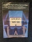 Ortofon MC20,SL20E,SL20Q Moving Coil Cartridge Brochure Rare. Fixed Price $14.99.