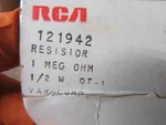 Nos Rca 121942 Resistor Meg Ohm 1/2 Var. Comp New In Box!. Fixed Price $16.99.