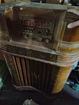 Philco Floor Console Tube Radio Wood Cabinet Push-button Dial. Fixed Price $69.99.