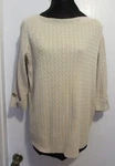 Karen Scott Sz Ox Lt Beige Cable Design 3/4 Sleeve Boat Neck Sweater #114A. Fixed Price $13.99.