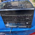 Vintage Soundesign Model 6842 Dual Deck Stereo Receiver Cassette Radio Black. Fixed Price $75.00.