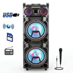 Loud Bluetooth Speaker Pa System Double 12" Subwoofer Heavy Bass & Karaoke Mic. Fixed Price $249.99.