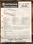 Hitachi HA-007 Amplifier Service Manual *original*. Fixed Price $14.97.