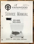 Kenwood KD-600 KD-650 Record Player / Turntable Service Manual *original*. Fixed Price $39.97.