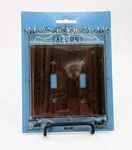 Nos! Mcm Vintage Steel Double Toggle Switch Plate Cover Walnut By Acorn Mfg.. Fixed Price $14.99.