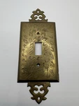 Vintage Brass Toggle Light Switch Plate Cover Ornate Floral Made India. Fixed Price $24.95.