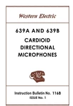 Western Electric / Altec Operations & User Manual 639A Plus 639B. Fixed Price $36.95.