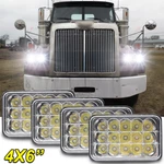 Chrome 4PCS 4"X6" Led Headlights Hi-lo Beam For Western Star 4900 Semi 1981-2002. Fixed Price $43.09.