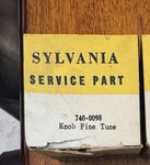 Sylvania 740-0098 Control Tv Knob; Boxed Nos/nib. Fixed Price $9.99.