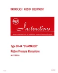 Rca BK-4A "starmaker" Ribbon Microphone User Manual Mike Operations. Fixed Price $36.50.