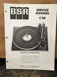 Bsr 116 ( Service Manual )turntable, Record Changer Original Copy!. Fixed Price $17.50.