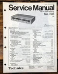 Technics SA-205 Receiver Service Manual *original*. Fixed Price $24.97.