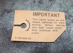Genuine Bsr C123R2/SONY PS-77 Turntable Refurb Part Original Chassis Screw Tag. Fixed Price $9.00.