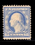 382, 15 Sl Wmk Washington, Mint Hinged, Scott $225. Fixed Price $60.00.