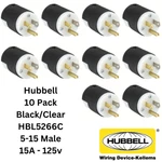 Lot 10X Hubbell HBL5266C Ac Male Edison Nema 5-15P Plug 15A 125V Connector Cl/bk. Fixed Price $74.99.