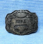 Mike Belt Buckle Western Floral Scroll Name Plate Vtg 70S Oden Inc .TYC367. Fixed Price $21.59.