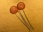 2 Nos Vintage Western Electric Ceramic Disk .005 Uf Capacitors Guitar Tone Caps. Fixed Price $10.00.