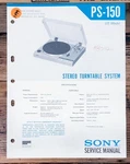Sony PS-150 Record Player / Turntable Service Manual *original*. Fixed Price $19.97.