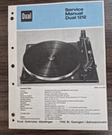 Dual 1212 Turntable Service Manual - Oem. Fixed Price $10.50.