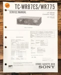 Sony TC-WR87ES TC-WR775 Cassette Service Manual *original*. Fixed Price $19.97.