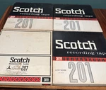 Five Scotch 10.5" Metal Reel-to-reel Audio Recording Tapes 201 / 207. Fixed Price $100.00.