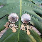 Vintage Gold & Silver Tone Concho Earrings Horses Guitar Cowboy Boots Western. Fixed Price $27.07.