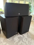 Piece Kef Speakers: 2 Black Oak Bookshelf Model 101/3 & Center 90. Fixed Price $345.00.