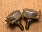 Matched Pair Nos Vintage 1958 Mallory 25K Ohm Audio Guitar Potentiometers. Fixed Price $100.00.