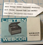 Vintage Webcor Tape Recorder Fonografs Pamphlet. Fixed Price $5.99.