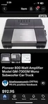 Pioneer 800 Watt Amplifier Model GM-7300M Mono Subwoofer Car Truck. Fixed Price $100.00.