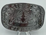 Engraved Western Belt Buckle Silver Tone Scrollwork Blank Name Plate. Fixed Price $17.99.