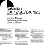 Nakamichi BX-125E Cassette Deck Owners Instruction Manual. Fixed Price $22.24.
